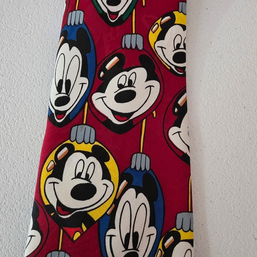 Mickey Unlimited Necktie Mens Red Christmas Ornament Mickey Mouse Disney